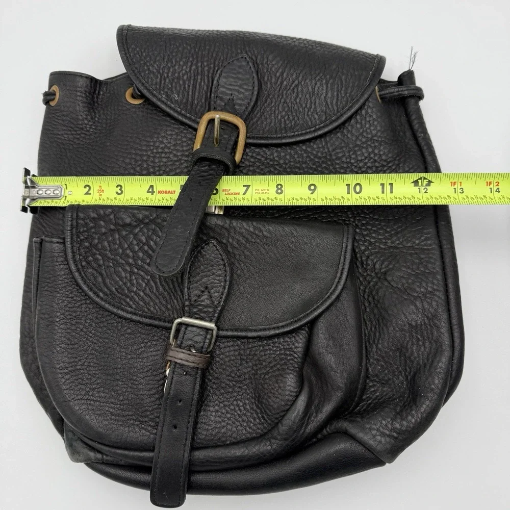 VTG Genuine Leather Rucksack Backpack Black Travel 12